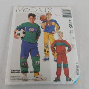 McCalls 4485 Boys Stretch Knit Sweatsuit Top Pants Sewing Pattern CUT Size 7